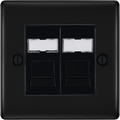 BG Nexus Metal Matt Black Double RJ45 Cat6 data outlet NFBRJ4526B Available from RS Electrical