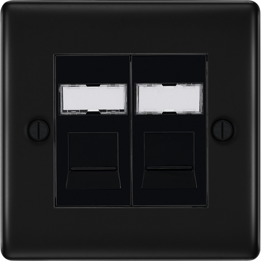 BG Nexus Metal Matt Black Double RJ45 Cat6A data outlet NFBRJ4526AB Available from RS Electrical