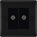 BG Nexus Metal Matt Black Double Satellite Socket NFB642B Available from RS Electrical
