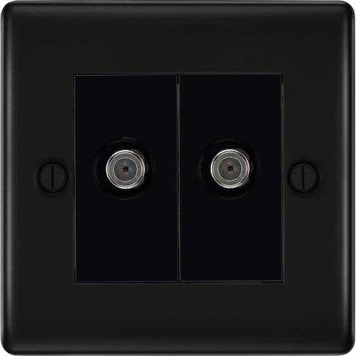 BG Nexus Metal Matt Black Double Satellite Socket NFB642B Available from RS Electrical