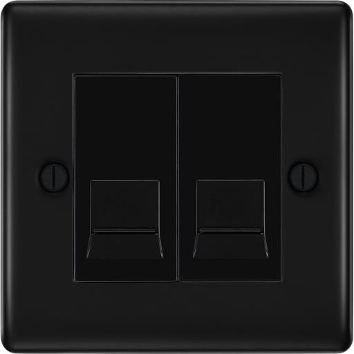 BG Nexus Metal Matt Black Double Secondary Telephone Socket NFBBTS2B Available from RS Electrical