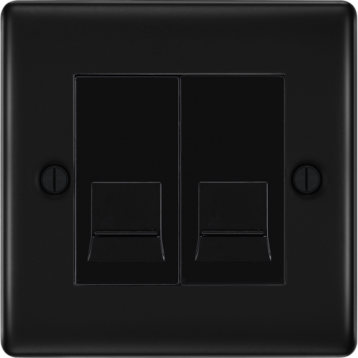 BG Nexus Metal Matt Black Double Telephone Master Socket NFBBTM2 Available from RS Electrical