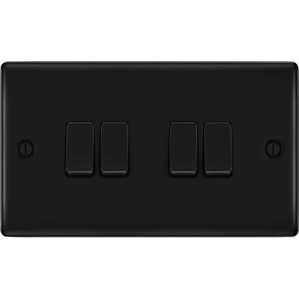 BG Nexus Metal Matt Black 4G 2W Light Switch NFB44 RS Electrical Supplies