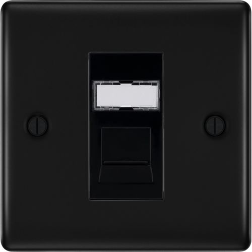 BG Nexus Metal Matt Black RJ45 Cat6 Data Outlet NFBRJ4516B