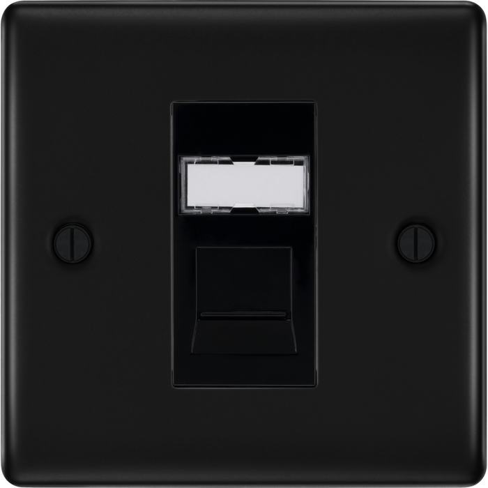 BG Nexus Metal Matt Black RJ45 Cat6 data outlet NFBRJ4516B Available from RS Electrical