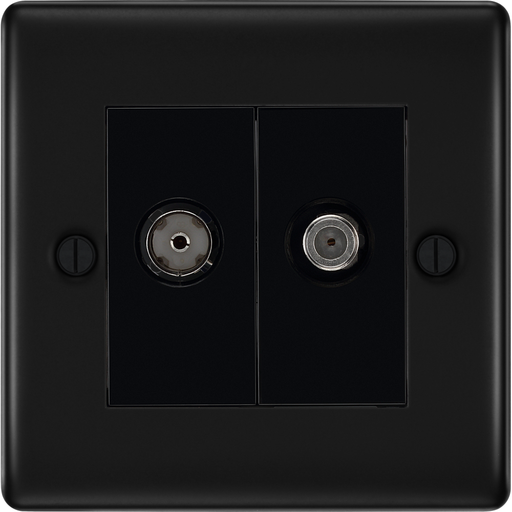 BG Nexus Metal Matt Black TV Satellite Socket NFB65 Available from RS Electrical