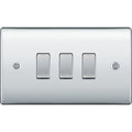 BG Nexus Metal Polished Chrome 3G 2W Light Switch NPC432 Available from RS Electrical Supplies