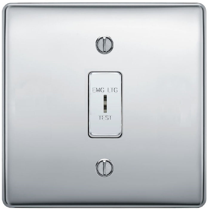 BG Nexus Metal Polished Chrome Emergency Key Switch NPC12EL Available from RS Electrical Supplies