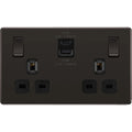 BG Nexus Screwless Black Nickel 13A Double USB Socket 22W A+C FBN22UAC22B available from RS Electrical