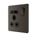 BG Nexus Screwless black nickle 13A single USB socket featuring one USB type C and one USB type A socket