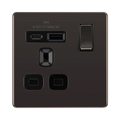 BG Nexus Screwless black nickle 13A single USB socket featuring one USB type C and one USB type A socket