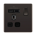 BG Nexus Screwless black nickle 13A single USB socket featuring one USB type C and one USB type A socket