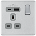 BG Nexus Screwless Brushed Steel 13A Single USB A+C Socket FBS21UAC18G available from RS Electrical Supplies