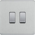 BG Nexus Screwless Brushed Steel 2G Intermediate Light Switch FBS2GINT