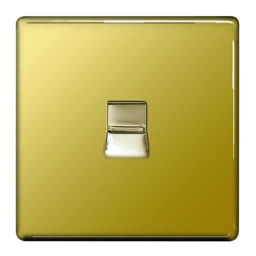 BG Screwless Flatplat Polished Brass Telephone Socket FPBBTS1 available from RS Electrical Supplies