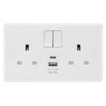 BG White Moulded 13A Double USB Socket with 12W A+C Ports 822UAC12