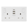BG White Moulded 13A Double USB Socket with 15W A+C Ports 822UAAC15