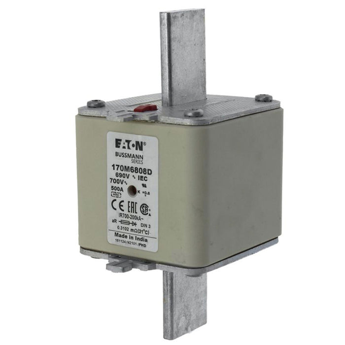 Bussmann 170M6808D FUSE, SQUARE BODY DIN 43 620, 500A, 690V, SIZE 3