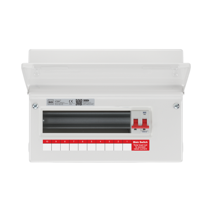 BG Circuit Protection 10 Way 100A Main Switch Consumer Unit CF12M10