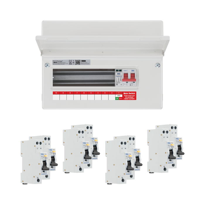 BG Circuit Protection 9 Way 100A Main Switch Consumer Unit SPD and RCBOs