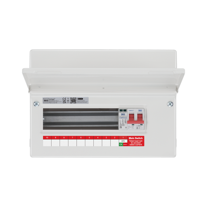 BG Circuit Protection 9 Way 100A Main Switch Consumer Unit with SPD CF12MS9