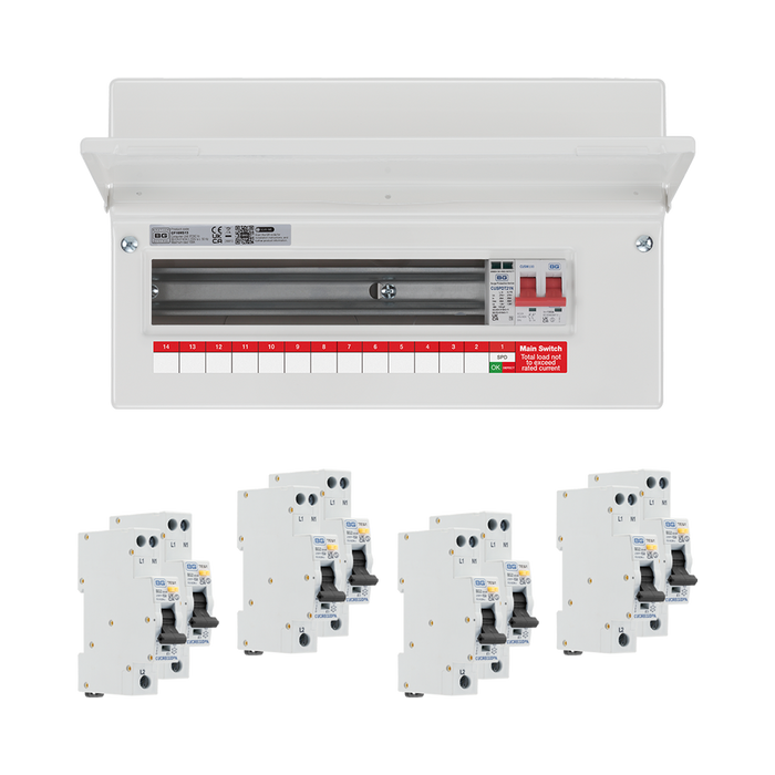 BG Circuit Protection 13 Way 100A Main Switch Consumer Unit SPD with RCBOs