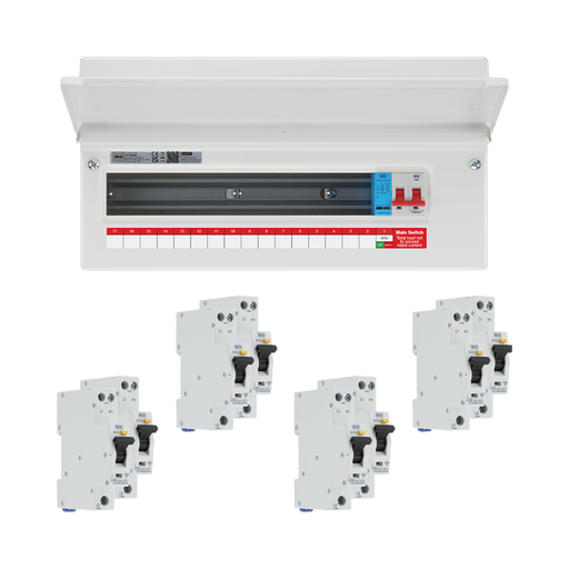 BG Circuit Protection 16 Way 100A Main Switch Consumer Unit SPD with RCBOs — consumer unit and RCBO bundle