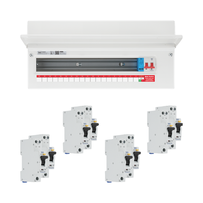 BG Circuit Protection 19 Way 100A Main Switch Consumer Unit SPD with RCBOs — consumer unit and RCBO bundle
