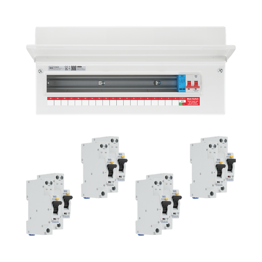 BG Circuit Protection 19 Way 100A Main Switch Consumer Unit SPD with RCBOs — consumer unit and RCBO bundle