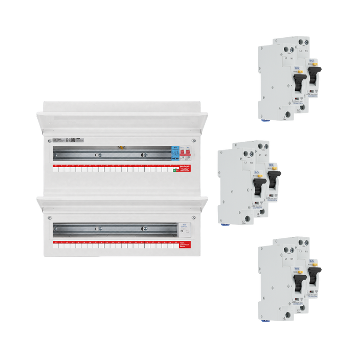 BG Circuit Protection 43 Way 100A Main Switch Consumer Unit SPD with RCBO's CF248MS43 — consumer unit and RCBO bundle