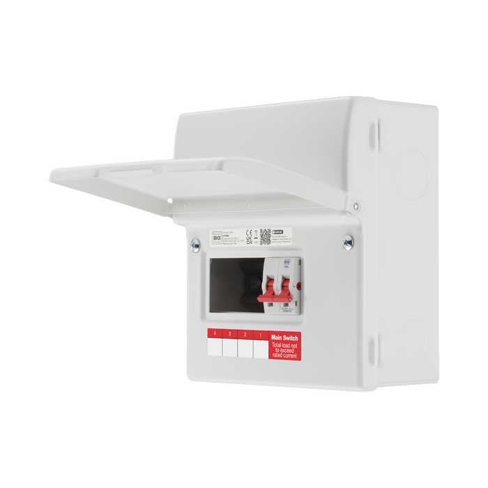 BG Circuit Protection 4 Way 100A Main Switch Consumer Unit CF6M4