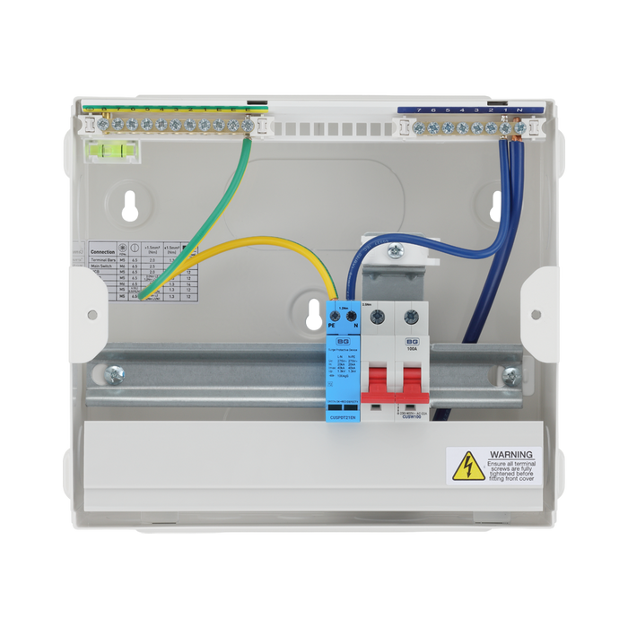 BG Circuit Protection 6 Way 100A Main Switch Consumer Unit with SPD CF9MS6 — product view 2
