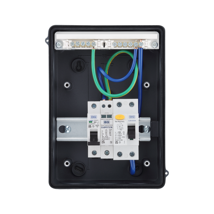 Sync Energy 5 Module Enclosure 40A 30mA RCD 40A MCB Type 2 SPD + 1 Spare Way Grey CFEV5A