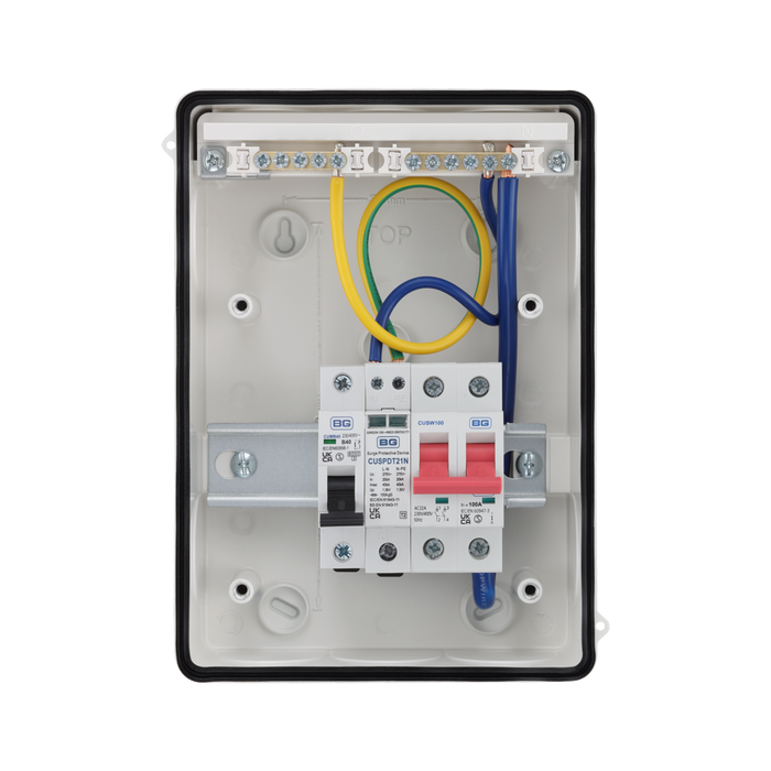Sync Energy 5 Module Enclosure 100A Main Switch 40A MCB Type 2 SPD + 1 Spare Way White CFEV6W