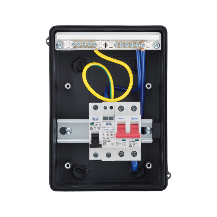 Sync Energy 5 Module Enclosure 100A Main Switch 40A MCB Type 2 SPD + 1 Spare Way Grey CFEV6
