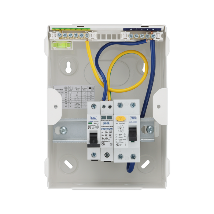 Sync Energy 5 Module Enclosure 40A 30mA RCD 40A MCB Type 2 SPD + 1 Spare Way CFUEV5A