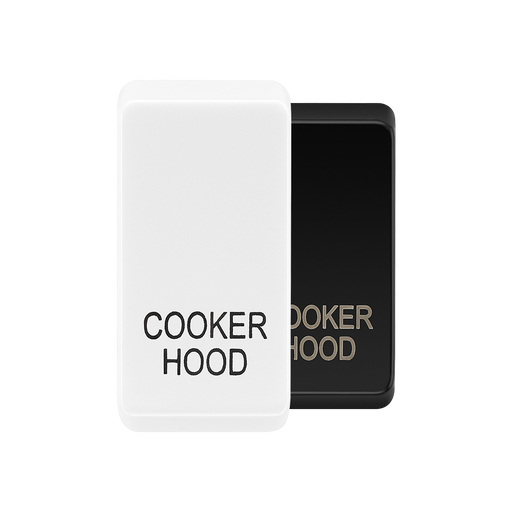 BG Evolve White cooker hood rocker cap colour range with Evolve White at the front