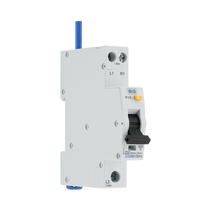 BG Circuit Protection Type A Double Pole B Curve RCBO 10A CUCRB10DPA — product view 4