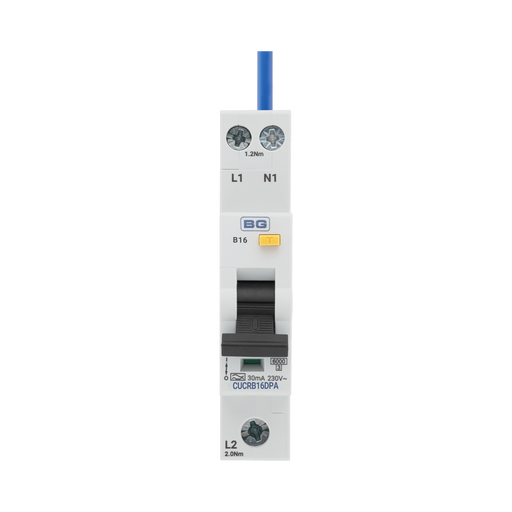 BG Circuit Protection Type A Double Pole B Curve RCBO 16A CUCRB16DPA — product view 2