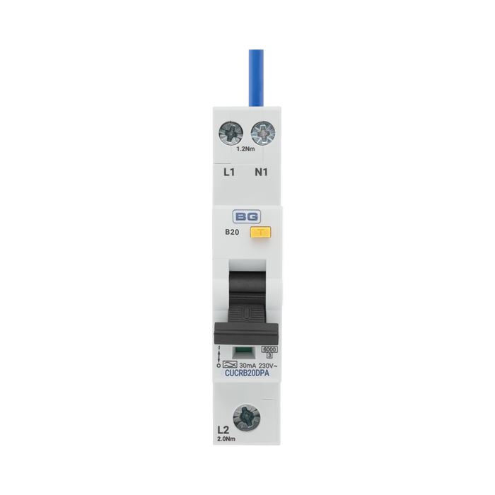 BG Circuit Protection Type A Double Pole B Curve RCBO 20A CUCRB20DPA — product view 2