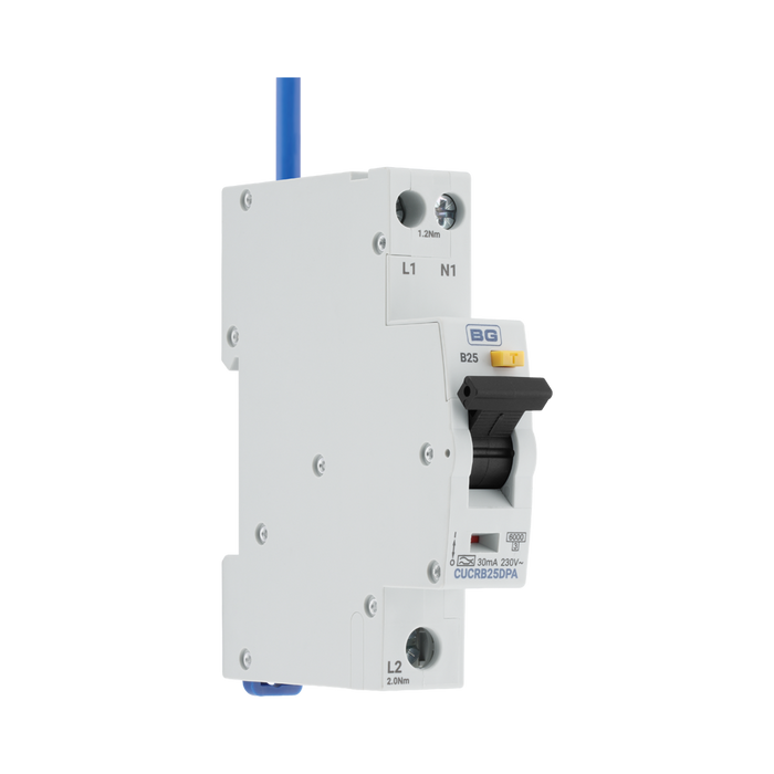 BG Circuit Protection Type A Double Pole B Curve RCBO 25A CUCRB25DPA — product view 1