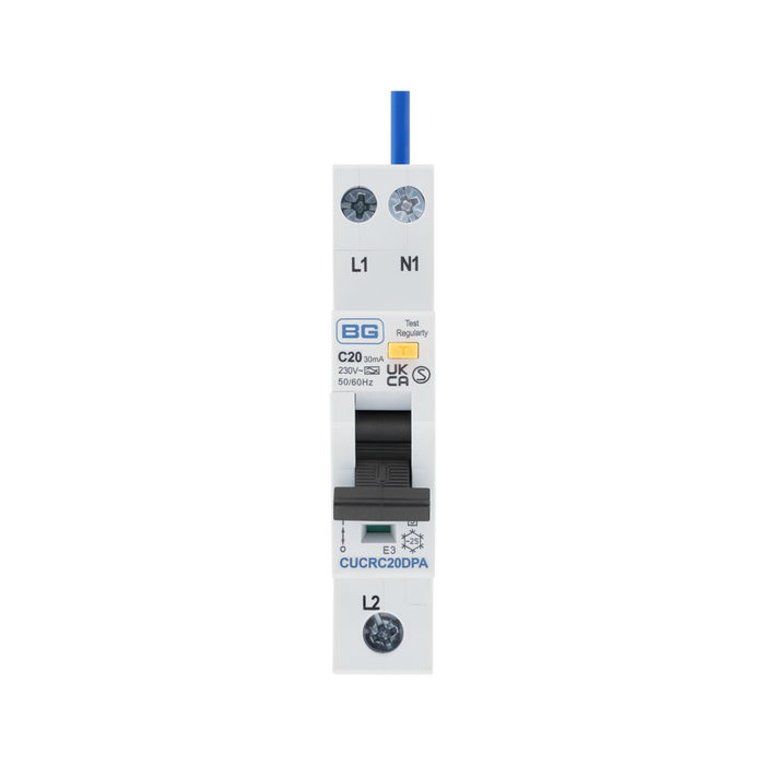 BG Circuit Protection Type A Double Pole C Curve RCBO 20A CUCRC20DPA