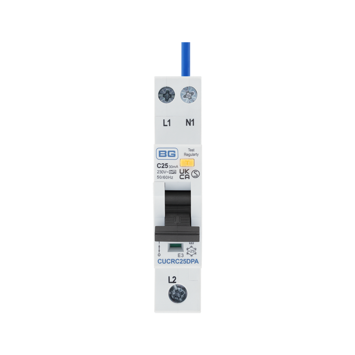BG Circuit Protection Type A Double Pole C Curve RCBO 25A CUCRC25DPA