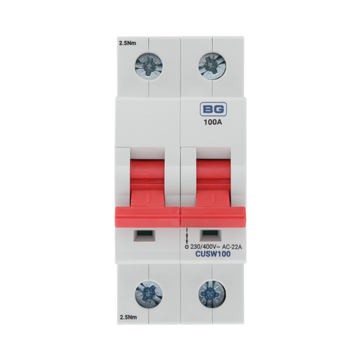 BG Circuit Protection  100A Double Pole Main Switch CUSW100 — product view 2