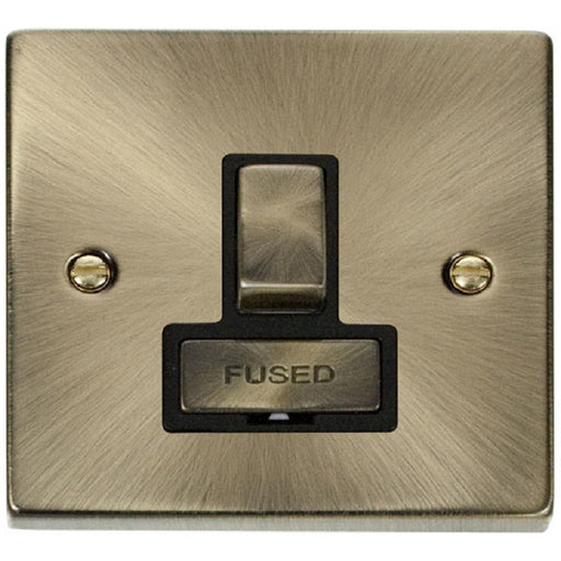 Click Deco Antique Brass 13A Switched Spur VPAB751BK Available from RS Electrical Supplies