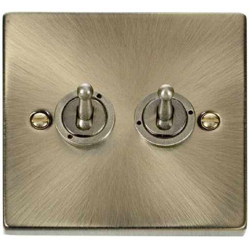 Click Deco Antique Brass 2G Toggle Switch VPAB422 Available from RS Electrical Supplies