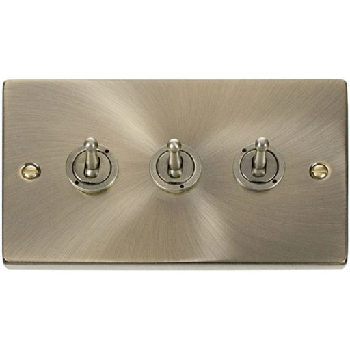 Click Deco Antique Brass 3G Toggle Switch VPAB423 Available from RS Electrical Supplies