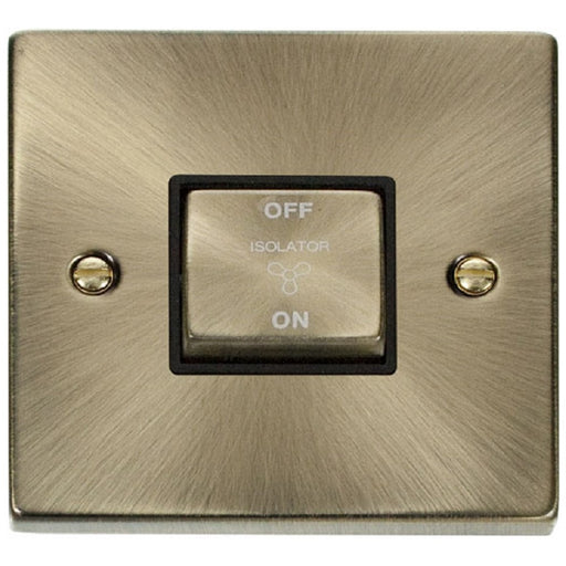 Click Deco Antique Brass 10A Fan Isolator Switch VPAB520BK Available from RS Electrical Supplies