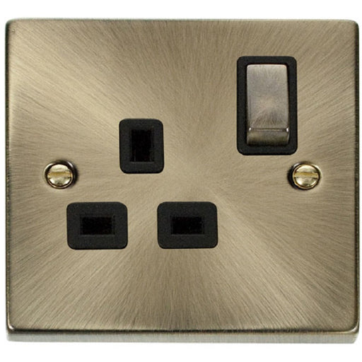 Click Deco Antique Brass 13A Single Socket VPAB535BK Available from RS Electrical Supplies