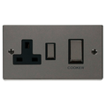 Click Deco Black Nickel 45A Cooker Switch with 13A Socket VPBN504BK